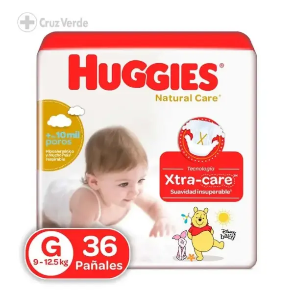 HUGGIES PAÑAL NATURAL CARE MEGA 36 UNIDAD TALLA G
