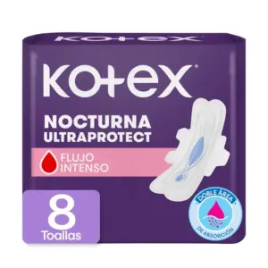 KOTEX TOALLA FEMENINA NOCTURNA TELA CON ALAS 8 UNIDAD