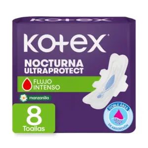KOTEX TOALLA FEMENINA NOCTURNA CON ALAS MANZANILLA 8 UNIDAD