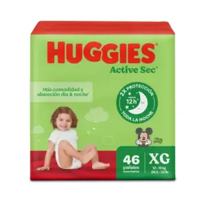 HUGGIES PAÑAL ACTIVE SEC 46 UNIDAD TALLA XG