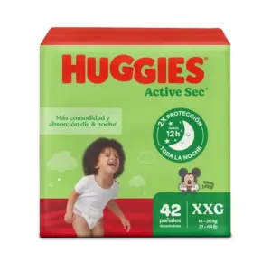 HUGGIES PAÑAL ACTIVE SEC 42 UNIDAD TALLA XXG