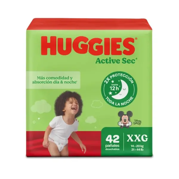 HUGGIES PAÑAL ACTIVE SEC 42 UNIDAD TALLA XXG