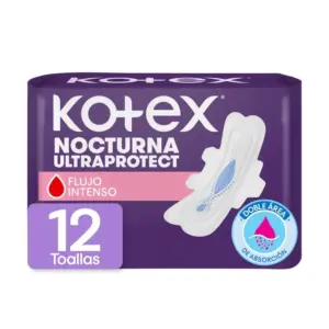 KOTEX TOALLAS EXTRA LARGAS FLUJO SUPER ABUNDANTE 12 UNIDAD